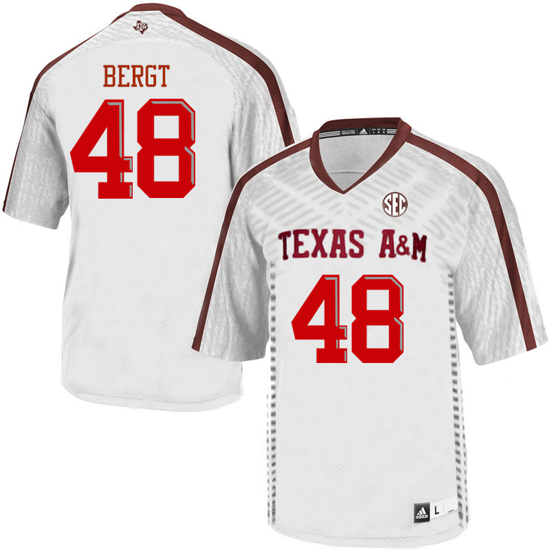 Men #48 Colton Bergt Texas A&M Aggies College Football Jerseys Sale-White - Click Image to Close